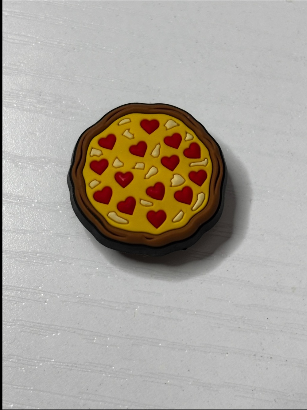 CROCS Yellow Pizza Charm with Red Heart Toppings